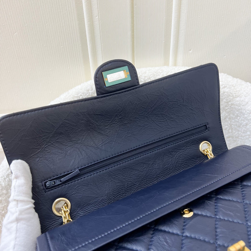 Chanel 2.55 Reissue 226 Flap in Navy Distressed Calfskin AGHW