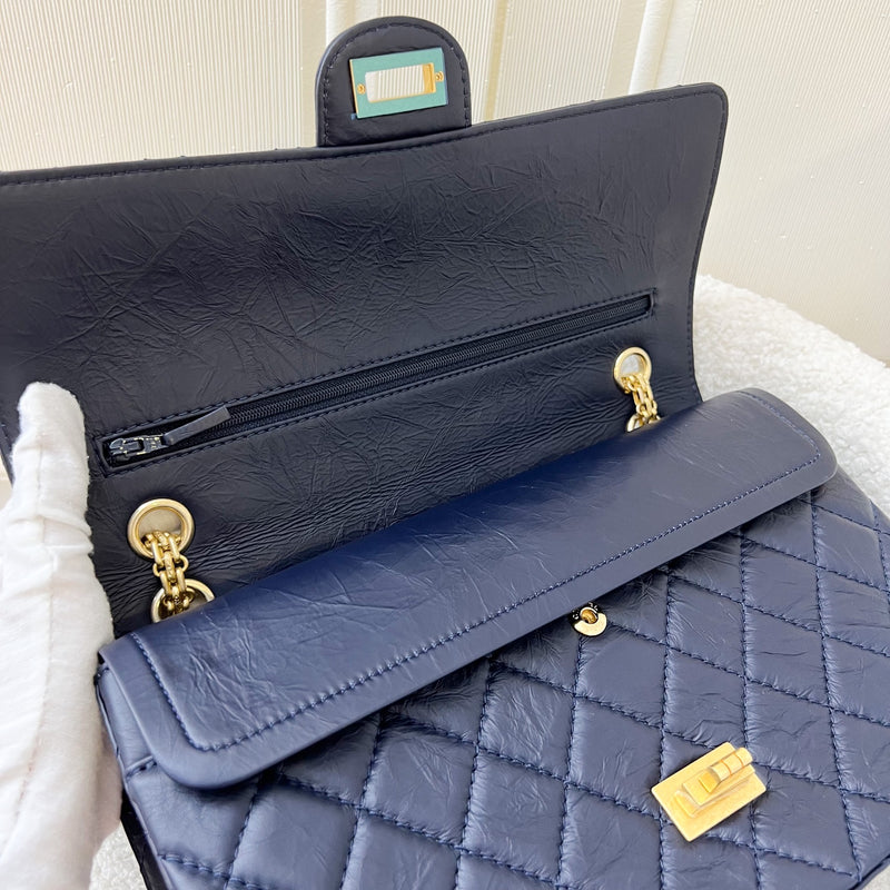 Chanel 2.55 Reissue 226 Flap in Navy Distressed Calfskin AGHW