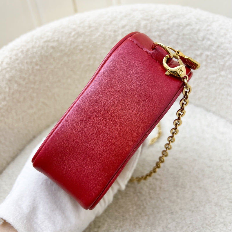LV Heart on Chain Bag in Red Iridescent Calfskin and GHW (Model: M80837)
