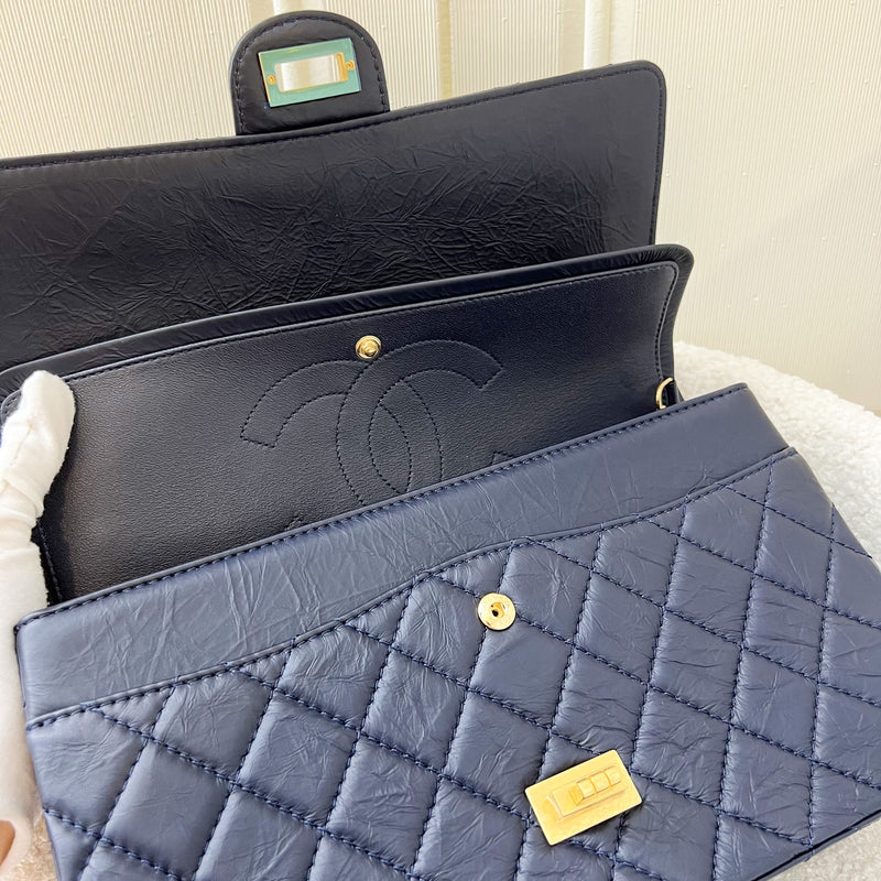 Chanel 2.55 Reissue 226 Flap in Navy Distressed Calfskin AGHW