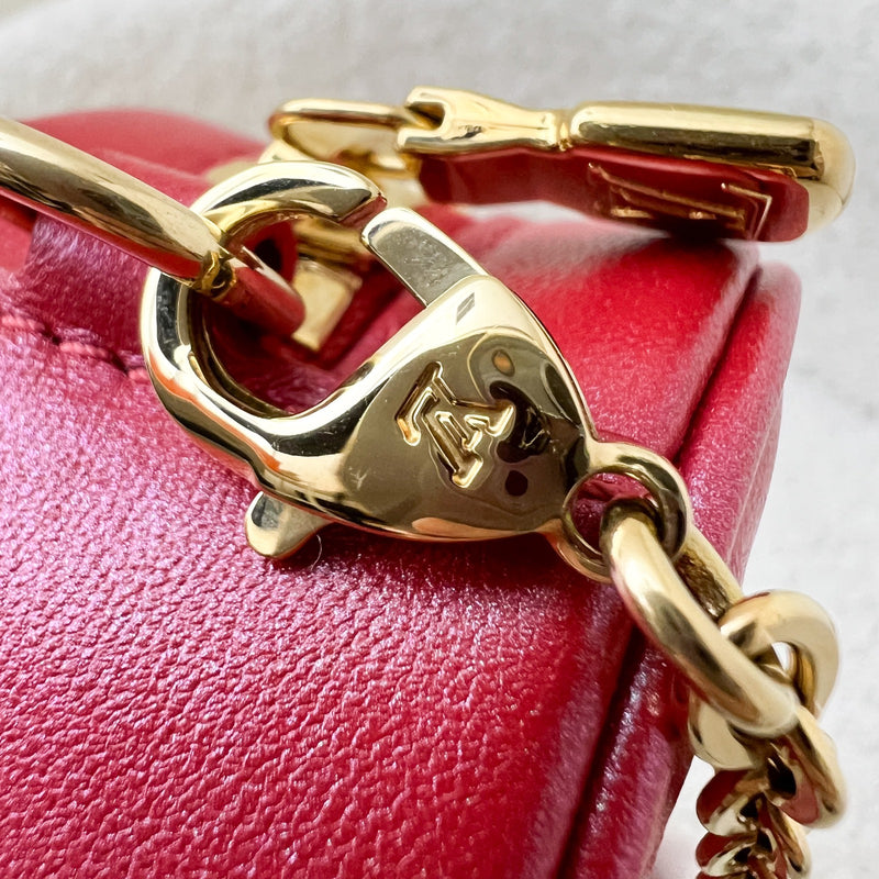LV Heart on Chain Bag in Red Iridescent Calfskin and GHW (Model: M80837)