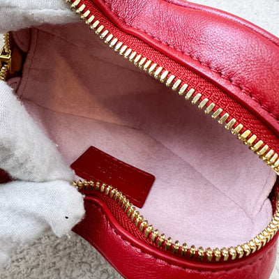 LV Heart on Chain Bag in Red Iridescent Calfskin and GHW (Model: M80837)