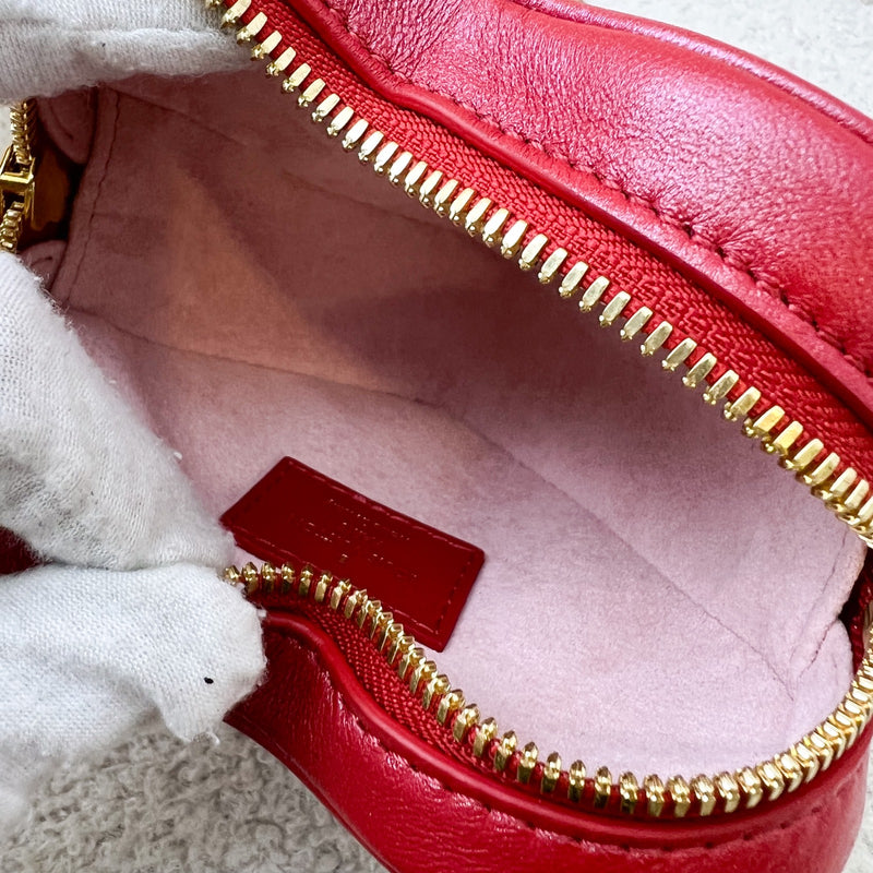 LV Heart on Chain Bag in Red Iridescent Calfskin and GHW (Model: M80837)