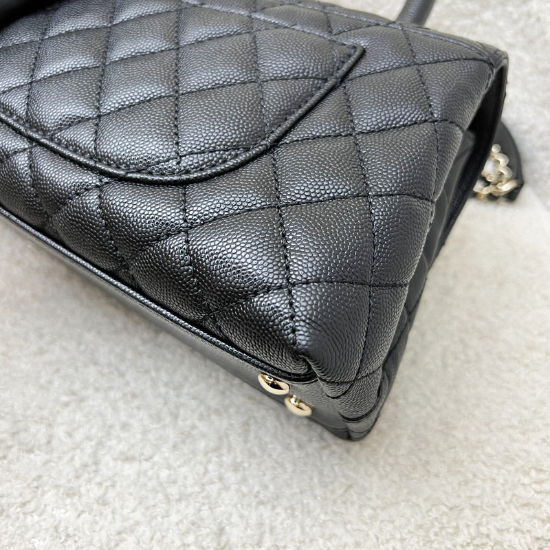 Chanel Small 24cm Coco Handle Flap in Black Caviar and AGHW (Model: A92990)