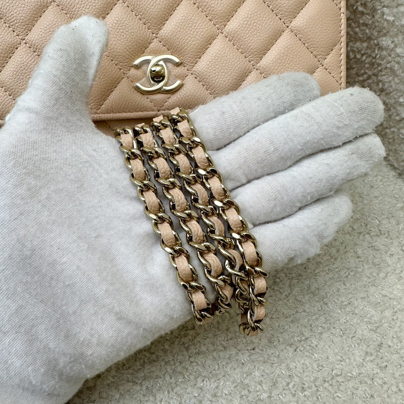 Chanel 23S Ribbon Chain Wallet on Chain WOC in Beige Caviar LGHW