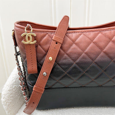 Chanel New Large (Old Medium) Gabrielle in Ombre Bronze and Black Leather and 3 Tone HW