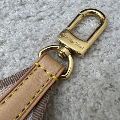 LV Neverfull BB in Monogram Canvas and Beige Patterned Strap
