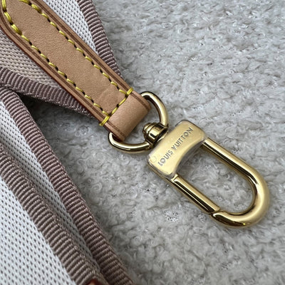 LV Neverfull BB in Monogram Canvas and Beige Patterned Strap