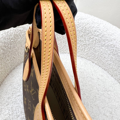 LV Neverfull BB in Monogram Canvas and Beige Patterned Strap