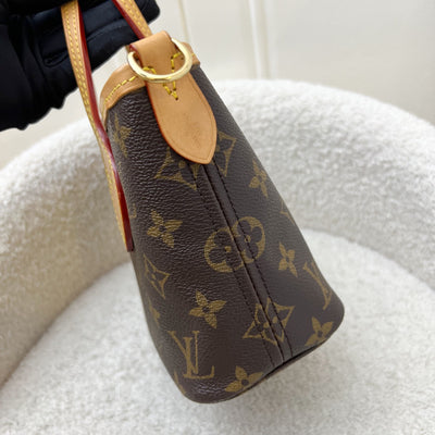 LV Neverfull BB in Monogram Canvas and Beige Patterned Strap