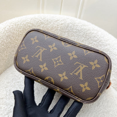 LV Neverfull BB in Monogram Canvas and Beige Patterned Strap