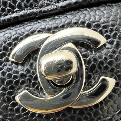 Chanel Medium Classic Flap CF in Black Caviar and SHW (Model: A01112)