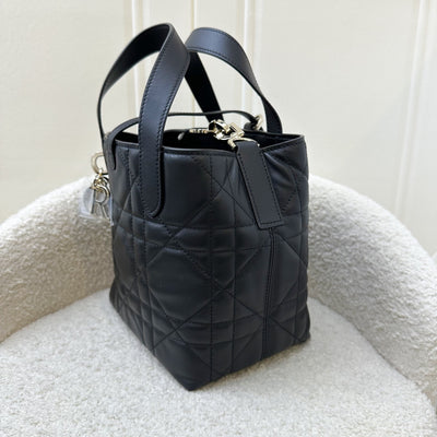 Dior Small Toujours Vertical Tote in Black Macrocannage Calfskin and GHW (Model: M2835OSNW)