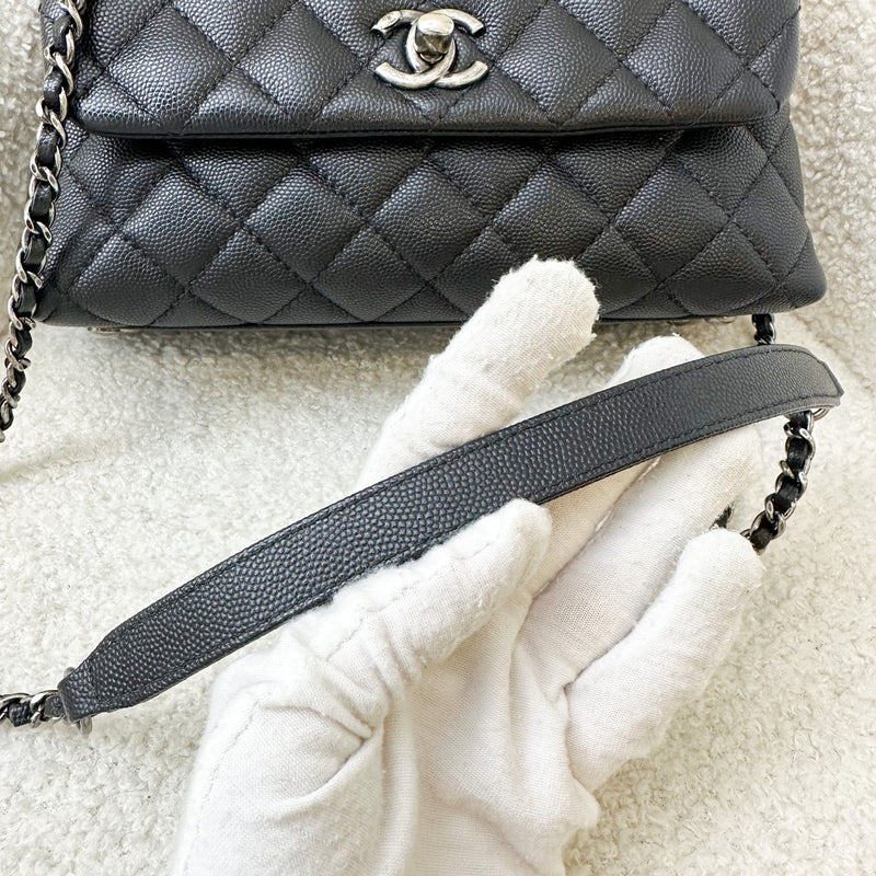 Chanel Small 24cm Coco Handle Flap in Black Caviar RHW