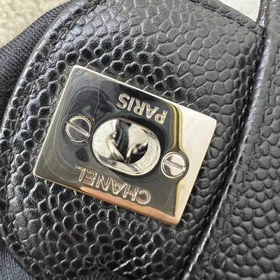 Chanel Medium Classic Flap CF in Black Caviar and SHW (Model: A01112)