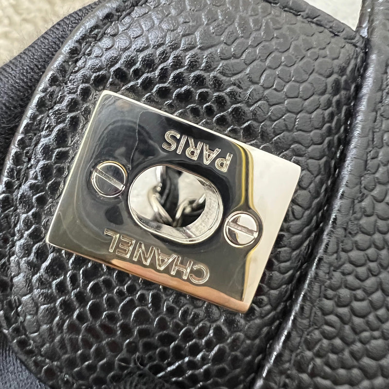 Chanel Medium Classic Flap CF in Black Caviar and SHW (Model: A01112)