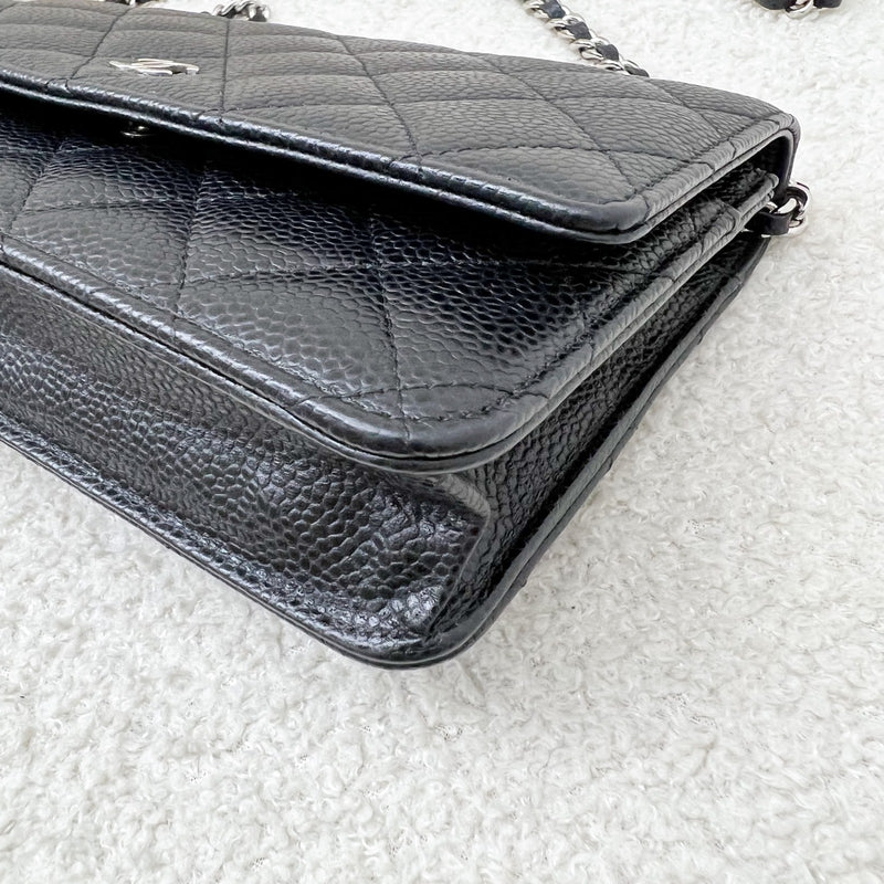 Chanel Classic Wallet on Chain WOC in Black Caviar and SHW