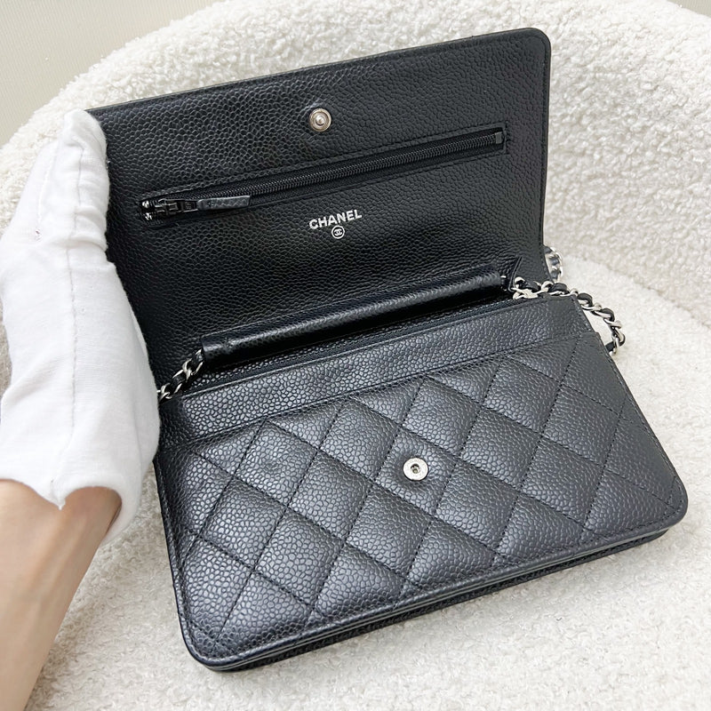 Chanel Classic Wallet on Chain WOC in Black Caviar and SHW