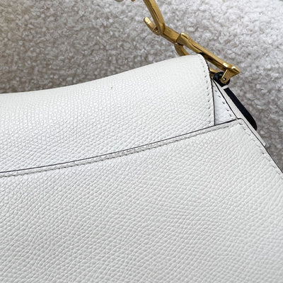 Dior Mini Saddle Bag In White Grained Calfskin and AGHW (Model: M0447CWVG)