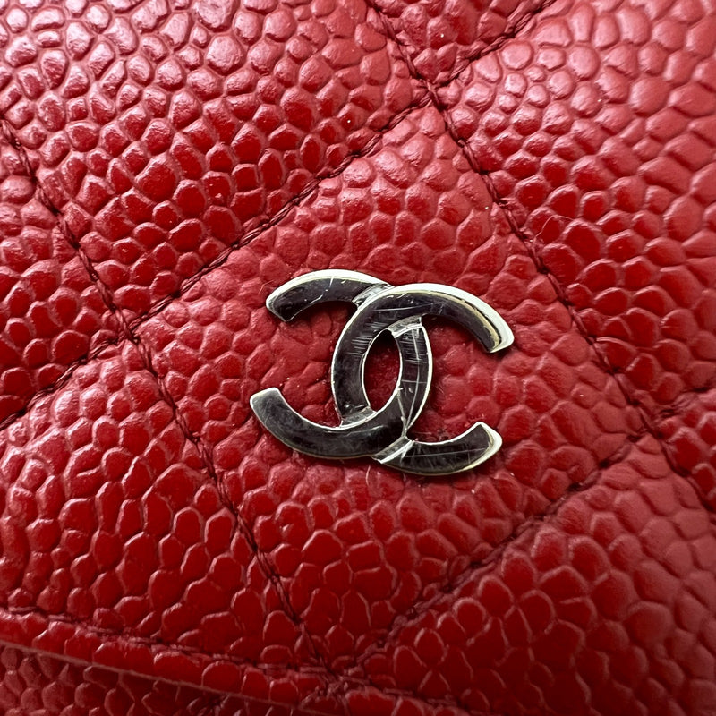 Chanel Classic Wallet on Chain WOC in Red Caviar and SHW