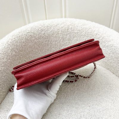 Chanel Classic Wallet on Chain WOC in Red Caviar and SHW