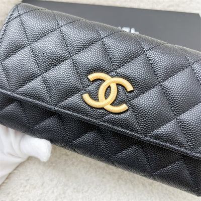 Chanel 23A Long Wallet in Black Caviar AGHW