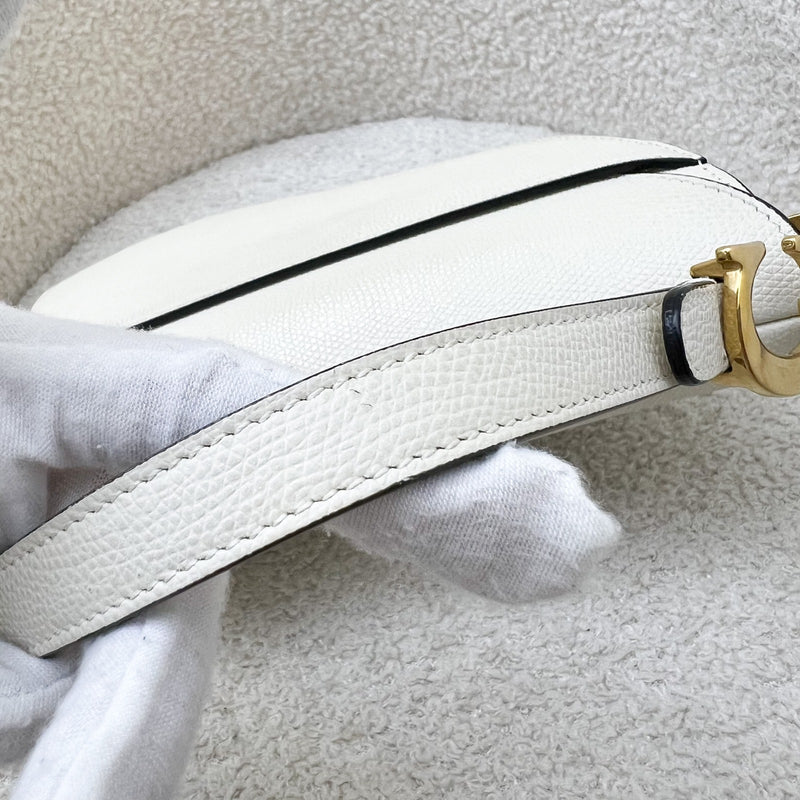 Dior Mini Saddle Bag In White Grained Calfskin and AGHW (Model: M0447CWVG)