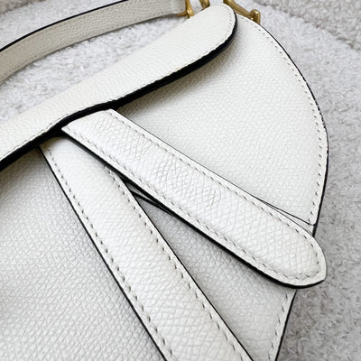 Dior Mini Saddle Bag In White Grained Calfskin and AGHW (Model: M0447CWVG)