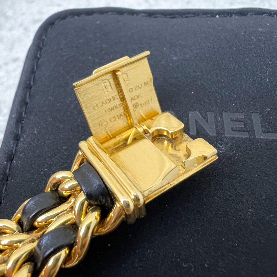 Chanel Vintage Premiere Watch in 24K Gold Plated HW and Black