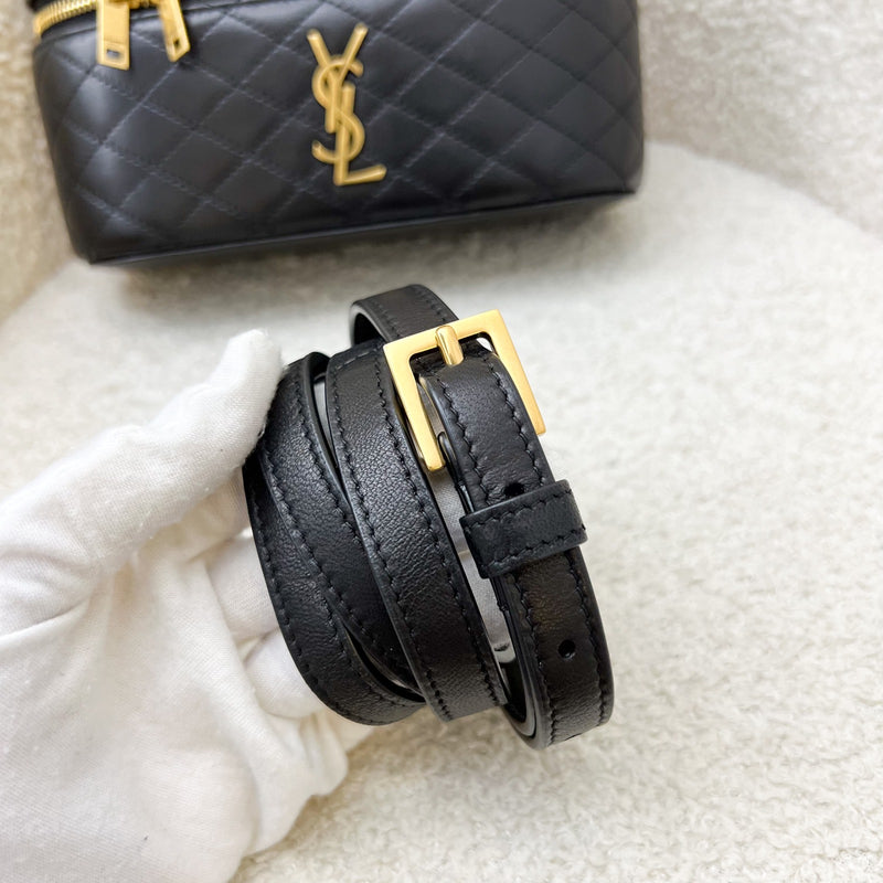 Saint Laurent YSL Gaby Vanity (LP Style) Bag in Black Lambskin and AGHW (Model: 766731)