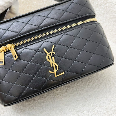 Saint Laurent YSL Gaby Vanity (LP Style) Bag in Black Lambskin and AGHW (Model: 766731)