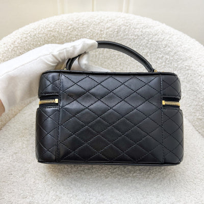 Saint Laurent YSL Gaby Vanity (LP Style) Bag in Black Lambskin and AGHW (Model: 766731)