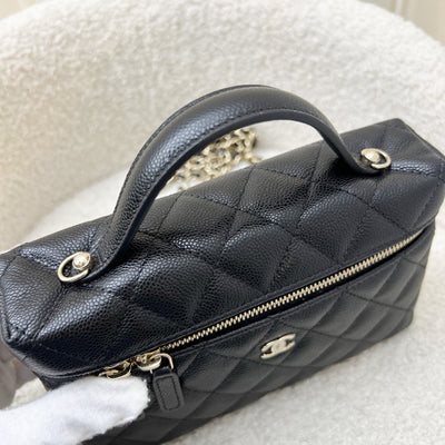 Chanel 25C Vanity / Clutch with Chain (LP Style Bag) in Black Caviar and LGHW (Model: AP4385)