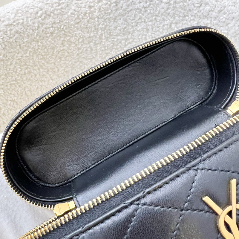 Saint Laurent YSL Gaby Vanity (LP Style) Bag in Black Lambskin and AGHW (Model: 766731)