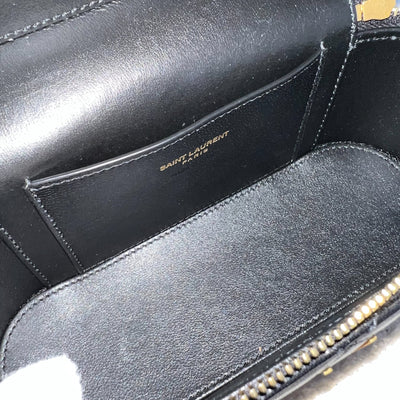 Saint Laurent YSL Gaby Vanity (LP Style) Bag in Black Lambskin and AGHW (Model: 766731)