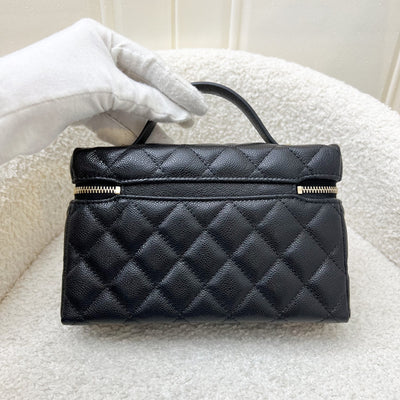 Chanel 25C Vanity / Clutch with Chain (LP Style Bag) in Black Caviar and LGHW (Model: AP4385)