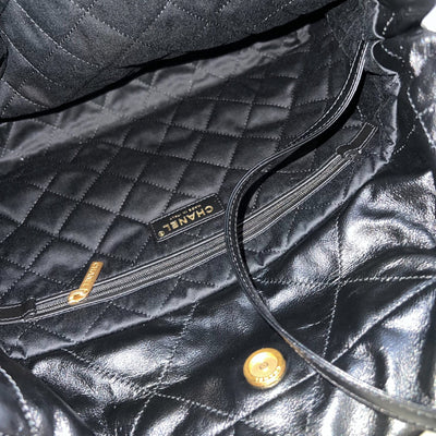 Chanel 22 Small Hobo Bag in Black Shiny Calfskin and AGHW