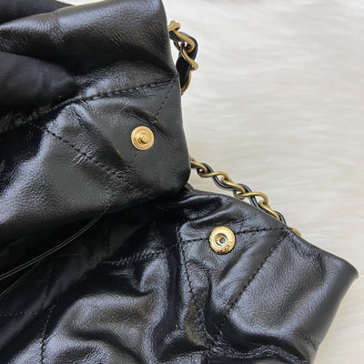 Chanel 22 Small Hobo Bag in Black Shiny Calfskin and AGHW