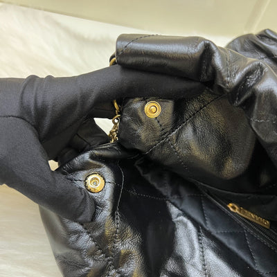Chanel 22 Small Hobo Bag in Black Shiny Calfskin and AGHW