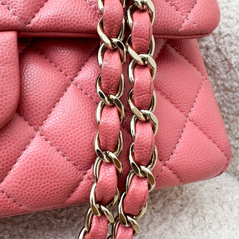 Chanel Small Classic Flap CF in Salmon Pink Caviar and GHW