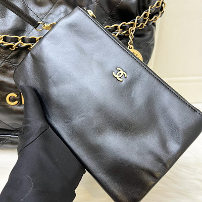 Chanel 22 Small Hobo Bag in Black Shiny Calfskin and AGHW
