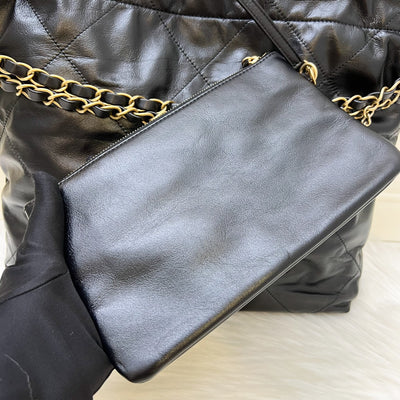 Chanel 22 Small Hobo Bag in Black Shiny Calfskin and AGHW