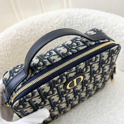 Dior 30 Montaigne Box Vanity Bag in Blue Oblique Canvas and AGHW (Model: S2141UTZQ)