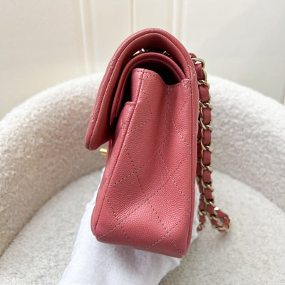 Chanel Small Classic Flap CF in Salmon Pink Caviar and GHW