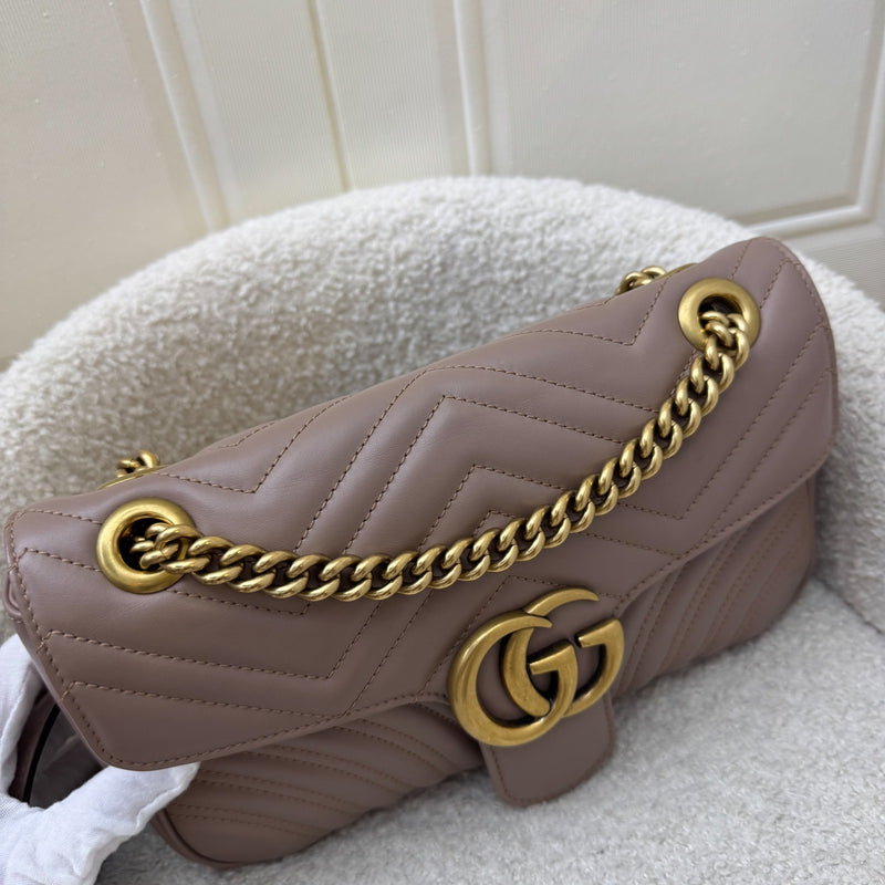 Gucci GG Marmont Medium Shoulder Bag In Dusty Pink Calfskin and AGHW