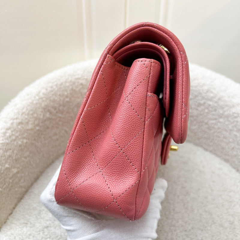 Chanel Small Classic Flap CF in Salmon Pink Caviar and GHW