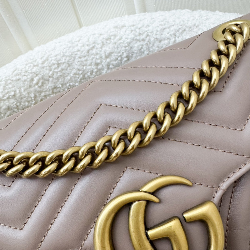Gucci GG Marmont Medium Shoulder Bag In Dusty Pink Calfskin and AGHW