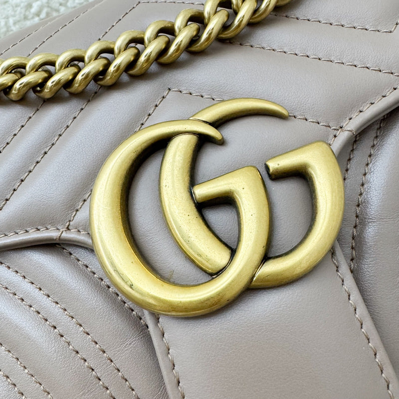 Gucci GG Marmont Medium Shoulder Bag In Dusty Pink Calfskin and AGHW