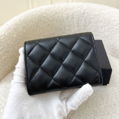 Chanel XL Snap Card Holder in Black Caviar, Crystal Studded Logo and LGHW