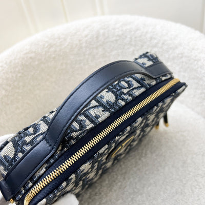 Dior 30 Montaigne Box Vanity Bag in Blue Oblique Canvas and AGHW (Model: S2141UTZQ)